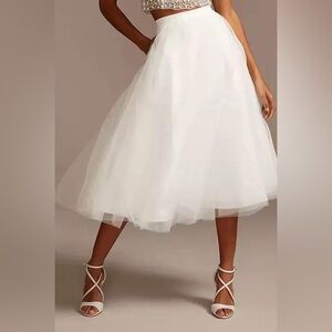White tulle David’s Bridal skirt